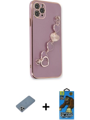 BUTİMAR'S iPhone 11 Pro Max Nova Işık Prime - Siyah 18D Cam Ekran Koruyucu + Gümüş Shine Kamera Lens Koruma Cam