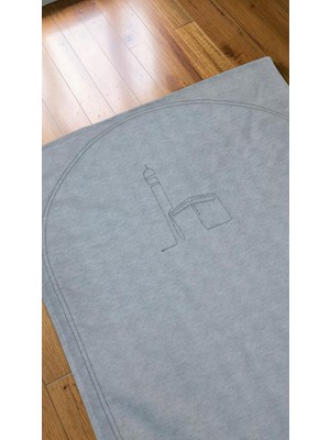 Altınpamuk Seccade Düz Gri-Kabe -Nakış Işleme Yumuşak Iç Dolgulu 70X115