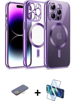 BUTİMAR'S iPhone 13 Pro Max Nova Işık Özel Seri - Siyah 3D Antistatik Cam Ekran Koruyucu + Sarı Renkli Kamera Lens Koruma Cam