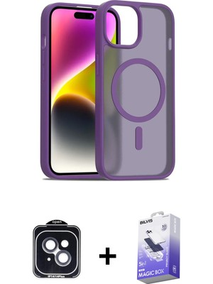 BUTİMAR'S iPhone 14 Siluet Minimal Prime - Siyah Bilvis 5in1 5d Magic Hayalet Cam Ekran Koruyucu + Siyah Pvd Metal Kamera Lens