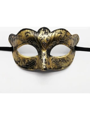 Twin Store Altın Renk Eskitme Maskeli Balo Maskesi – Venedik Tarzı Parti Maskesi