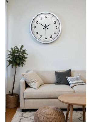 Twin Store 40 cm Beyaz Metal Standart Duvar Saati