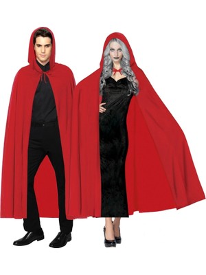 Twin Store Kırmızı Renk Kapşonlu Pelerin 120 cm