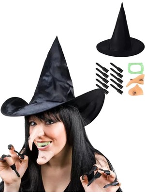 Twin Store Cadı Şapkası Cadı Tırnakları Cadı Burnu Cadı Çenesi Cadı Seti