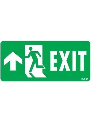 Twin Store Exit Yukarı Sol Ok Işaretli Uyarı Levhası 17,5X25 KOD:956