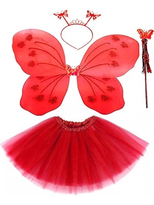 Twin Store Kırmızı Kostüm Aksesuar Seti 4 Parça