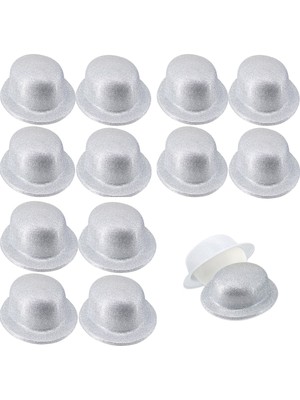 Twin Store Gümüş Renk Simli Melon Yuvarlak Parti Şapkası 12 Adet