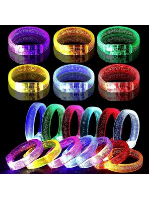 Twin Store LED Işıklı Pilli Işıklı Rengarenk Kalın Bileklik Işıklı Bilezik Karışık Renk 1 Adet