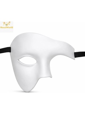 Twin Store Beyaz Yarım Erkek Maske – Phantom Parti &amp; Balo Maskesi