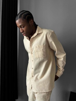 Elku Moda Erkek Oversize Keten Karışımlı Alt Üst Takım Bol Rahat Kalıp Yazlık Kombin