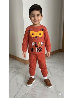 Yağmur Giyim Supermını Sevimli Ayıcık Desenli Erkek Çocuk Pijama Takımı 1-3 Yaş 1046