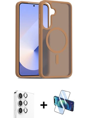 BUTİMAR'S Galaxy S25 Siluet Minimal Prime - Siyah 3D Antistatik Cam Ekran Koruyucu + Gümüş Raze Metal Kamera Lens