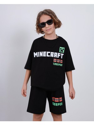 ButumiKids Erkek Çocuk Karakter Baskılı Bisiklet Yaka Pamuklu T-Shirt Şort Alt Üst Takım