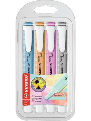 Kitabevimden Stabilo Fosforlu Kalem Swing Cool Pastel 4 Lü Paket (Karışık Renk, Seçenek Yoktur)  5 Li