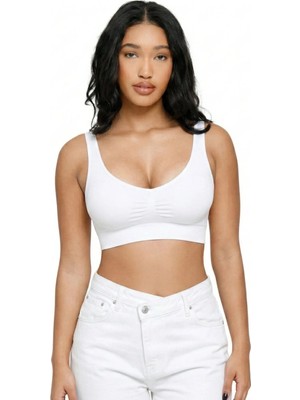 YMÇ Premium Ultra Esnek Yumuşak Dokulu Gün Boyu Konfor Sunan Pedsiz Seamless Spor Sütyen (Pedsiz)