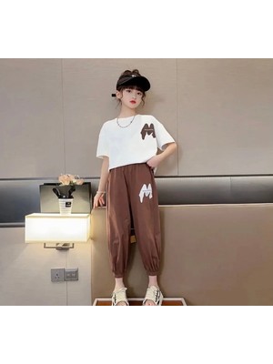 Punix Kids Punix  Kids Özel Seri Italik M Baskılı %100 Pamuk Kısa Kollu Yazlık Hip Hop Kız Çocuk Eşofman Takımı