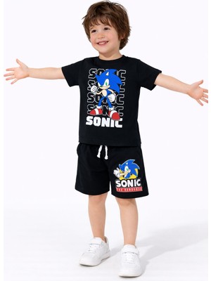 ButumiKids Erkek Çocuk Karakter Baskılı Bisiklet Yaka Pamuklu T-Shirt Şort Alt Üst Takım