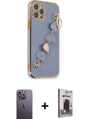 BUTİMAR'S iPhone 12 Pro Max Nova Işık Prime - Siyah Bilvis Hayalet Cam Ekran Koruyucu + Beyaz Neon Fosforlu Kamera Lens