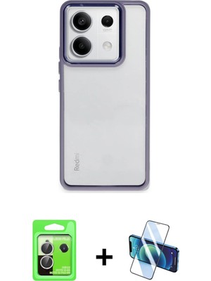 BUTİMAR'S Redmi Note 13 Pro 5g Nova Işık Serisi - Siyah 3D Antistatik Seramik Nano Ekran Koruyucu + Gümüş Raze Metal Kamera Lens