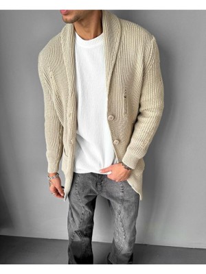 Elku Moda Şal Yaka Örgü Triko Hırka Cepli Tüylenmez Lazer Kesim Detaylı Şık ve Rahat Tasarım Hırka