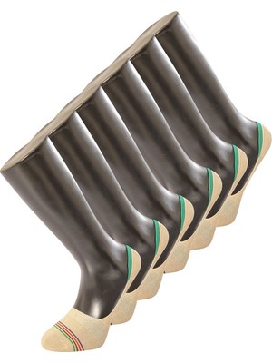 Türen Erkek Çizgili Babet Çorap 6'li Paket 9002/BEJ