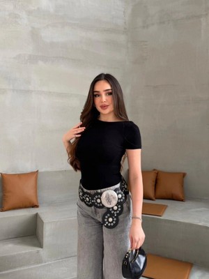 Marsilyan- Kadın Kayık Yaka Viskon Kumaş Bluz