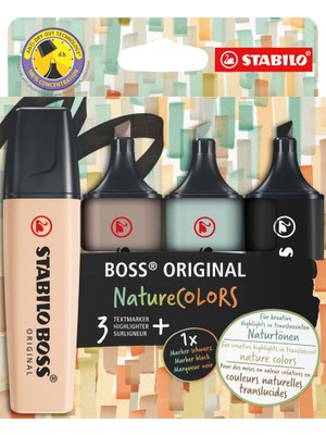 Kitabevimden Stabilo Fosforlu Kalem Boss Naturecolors 4er S-M-G-B 70/4-2-5