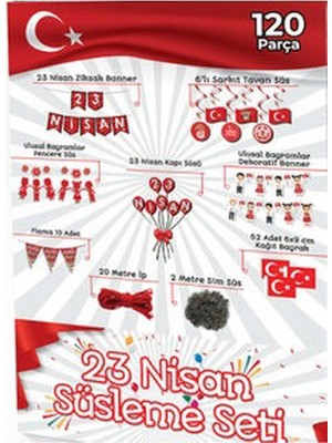 Çıtı Pıtı Store 23 Nisan Kutlama Süsleri 120 Parça 23 Nisan Kutu Set