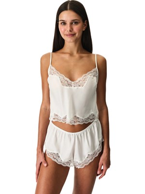 Penti Kırık Beyaz Chiffon Lace Dantel Atlet