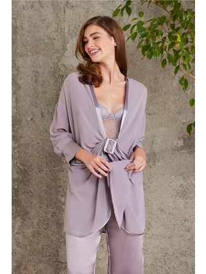 Pierre Cardin 7025 Kadın 4'lü Saten Takım Gelin Çeyiz Seti Royal