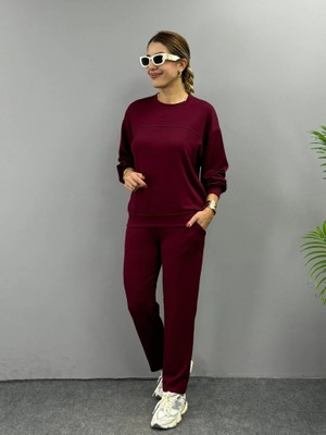 Beruflic Kadın Uzun Kollu Bisiklet Yaka Viskon Iki Iplik Bluz ve Pantolon Ikili Takım