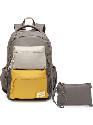 Smart Bags Su Geçirmez Laptop Bölmeli Çok Gözlü Büyük Boy Orta Okul ve Lise Sırt Çantası Kahverengi