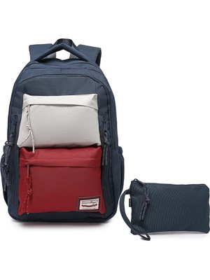 Smart Bags Su Geçirmez Laptop Bölmeli Çok Gözlü Büyük Boy Orta Okul ve Lise Sırt Çantası Lacivert