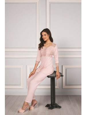Pierre Cardin Kadın Penye Dantelli Pijama Takımı 1241 Pudra