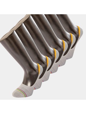 Türen Erkek Çizgili Babet Çorap 6'li Paket 9002/GRI