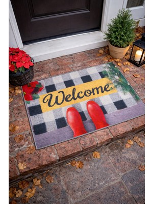 Madame Queen Kapı Önü Paspası 60X40 cm Kaydırmaz Tabanlı Yıkanabilir - Welcome - Hoşgeldiniz Temalı