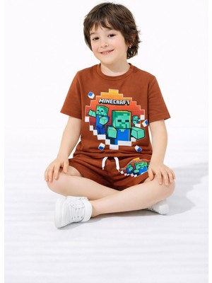 ButumiKids Erkek Çocuk Karakter Baskılı Bisiklet Yaka Pamuklu T-Shirt Şort Alt Üst Takım