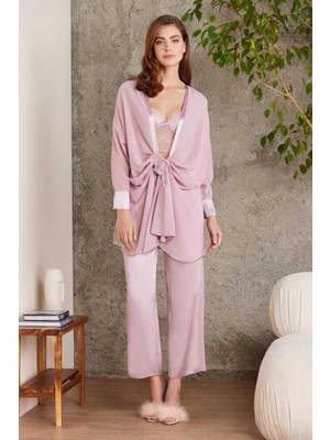 Pierre Cardin 7025 Kadın 4'lü Saten Takım Gelin Çeyiz Seti Rose