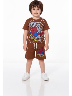 ButumiKids Erkek Çocuk Karakter Baskılı Bisiklet Yaka Pamuklu T-Shirt Şort Alt Üst Takım