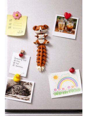 Printifya Sevimli Köpek Manyetik Buzdolabı Süsü – Eklemli 3D Baskı Magnet