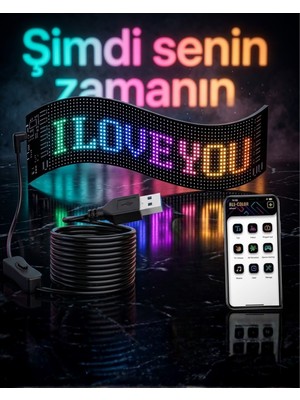 Net Damla 60 cm LED Matrix Panel 16X96 Piksel Bluetooth Kontrollü Rgb Kayan Yazı Ekranı - Lisinya