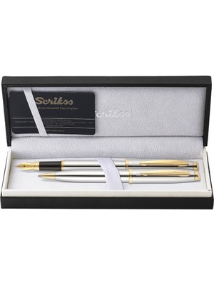 Kitabevimden Scrikss Takım Kalem Dolma+Tükenmez Gold Krom 39