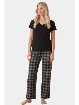 Türen Kadın Ekoseli Pijama Takım T3618/YEŞIL