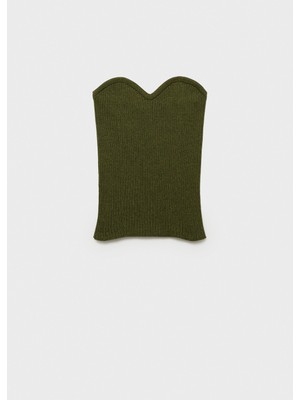 Mango Kalp Yakalı Triko Bluz