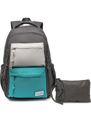 Smart Bags Su Geçirmez Laptop Bölmeli Çok Gözlü Büyük Boy Orta Okul ve Lise Sırt Çantası Koyu Gri