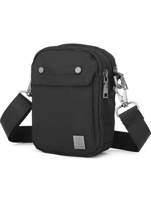 Smart Bags Smart Küçük Boy Su Geçirmez Çift Bölmeli Askılı Erkek Omuz Çantası Siyah