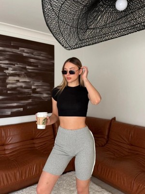 Marsilyan- Kadın Yanı Şerit Detay Kaşkorse Şort