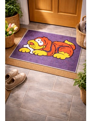 Madame Queen Kapı Önü Paspası 60X40 cm Kaydırmaz Tabanlı Yıkanabilir Sevimli Köpek Desenli
