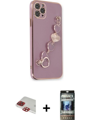 BUTİMAR'S iPhone 11 Pro Max Nova Işık Prime - Siyah 34D Hayalet Izgaralı Cam + Kırmızı Pers Alüminyum Kamera Lens