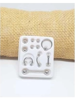 Ayışığı 11 Parça Piercing (Cerrahi Çelik) ve Piercing Topu Seti Piirsing